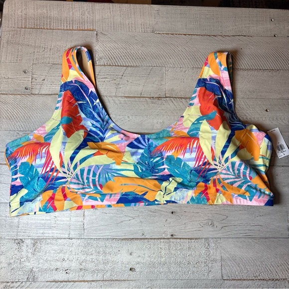 Old Navy Women’s Scoop Bikini Swim Top Orange Blue Size 4X NWT! - Picture 1 of 15